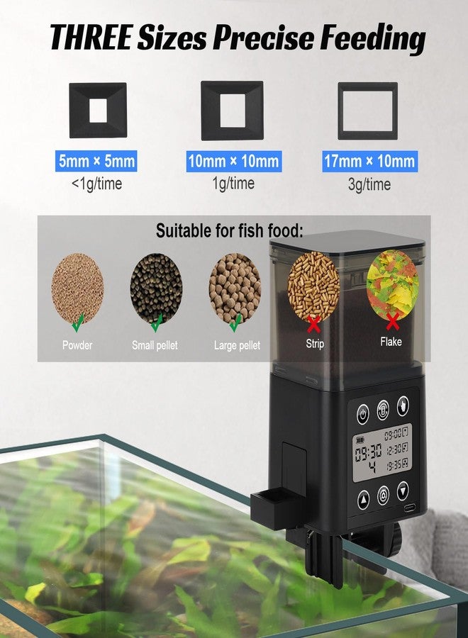 fishkeeper Smart Automatic Fish Feeder for Aquarium - [2025 Upgraded] 320ml Large Capacity & USB Rechargeable Fish Feeder Automatic Dispenser with LCD Display, Programmable Timer for Frequency & Portion Control - Image 4